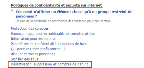 D&eacute;sactivation, suppression et comptes d&eacute;funt