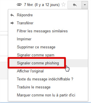 Signaler phishing Gmail