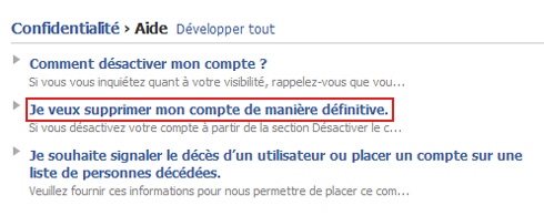 Supprimer mon compte de mani&egrave;re d&eacute;finitive