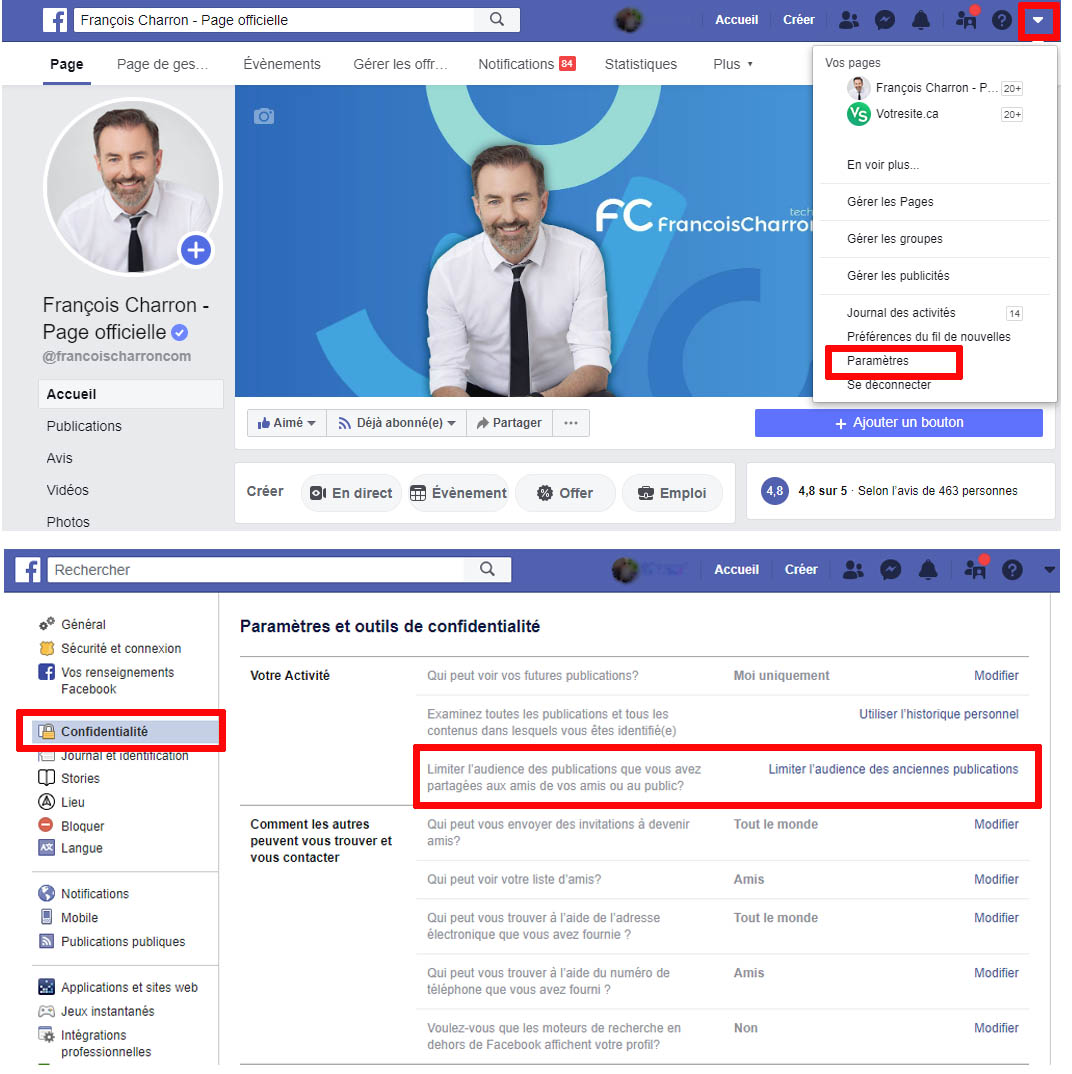 Facebook ordinateur comment limiter audience anciennes publications