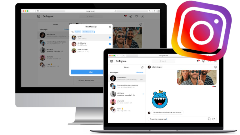 Instagram ordinateur vid&eacute;o live messages priv&eacute;s