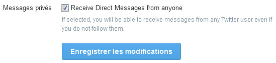 Messages priv&eacute;s Twitter