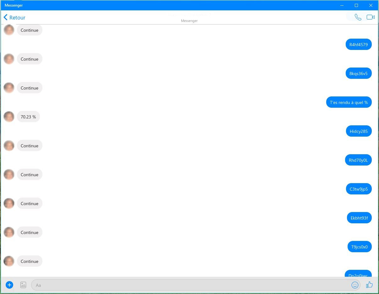 Messenger exemple arnaque 1-900-524-0007