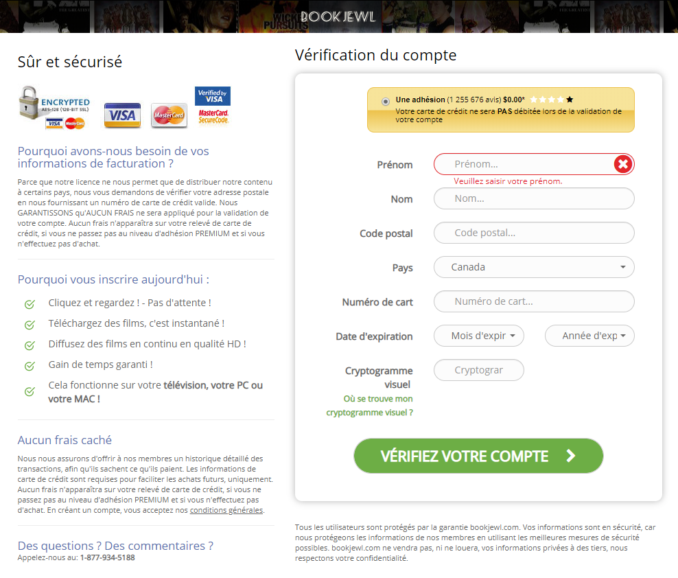 Movieflix arnaque scam page inscription
