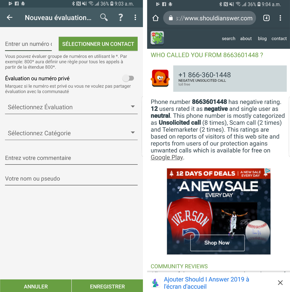 Dois-je répondre Should I Answer évaluation numéro téléphone