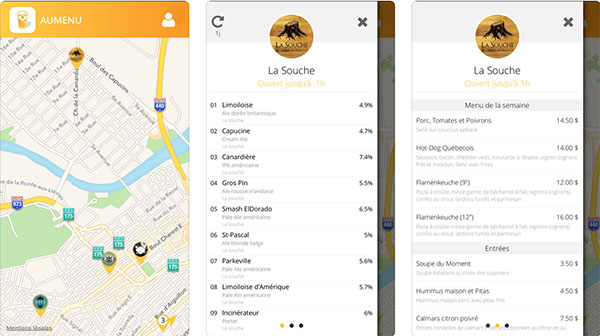 images de l'application AuMenu