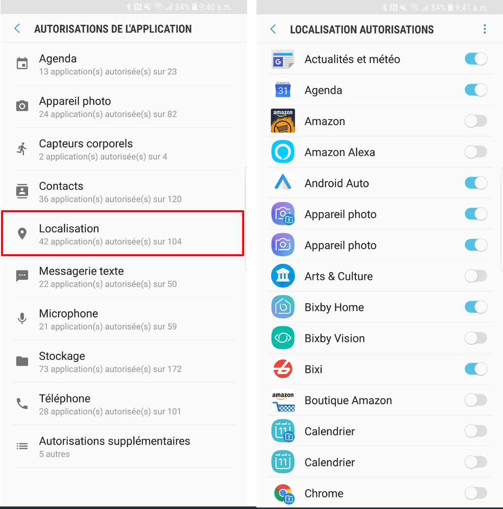 D&eacute;sactiver acc&egrave;s localisation apps applications Android t&eacute;l&eacute;phone intelligent