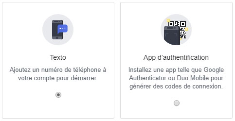 authentification deux &eacute;tapes facebook