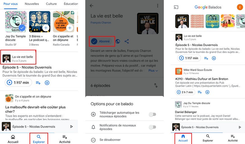 comment s'abonner podcast google balados