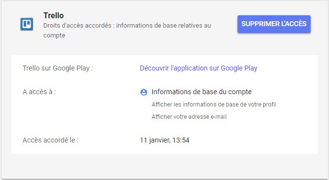 G&eacute;rer acc&egrave;s applications Google