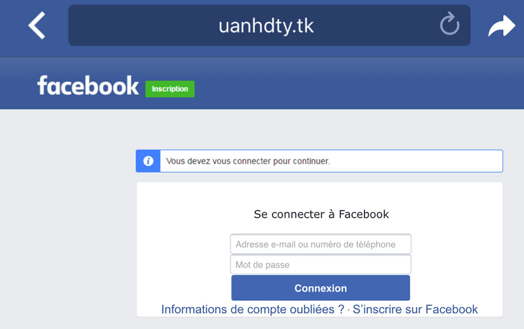Fausse page de connexion facebook Fausse page de connexion facebook
