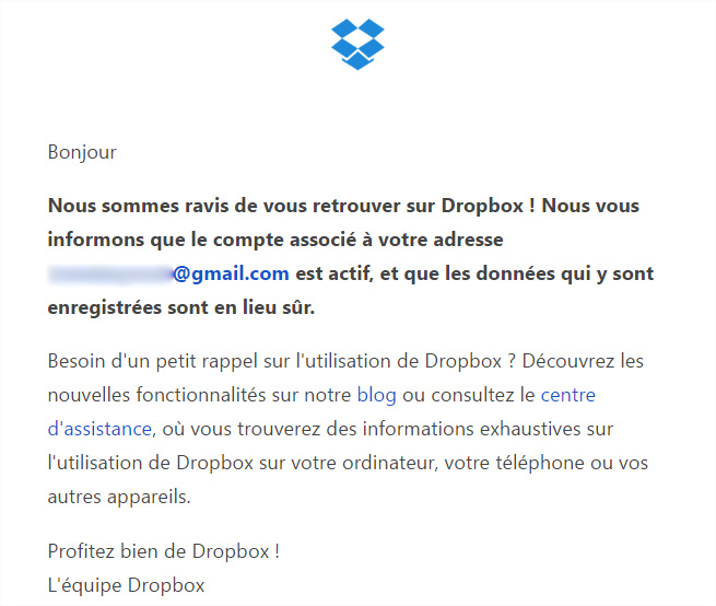 Dropbox confirmation