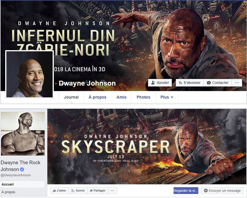 Faux vrai compte Facebook Dwayne Johnson The Rock