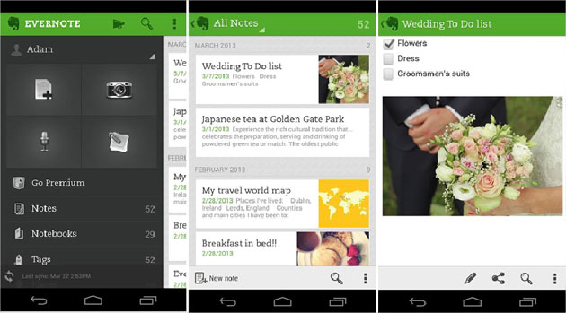 Evernote &eacute;cran t&eacute;l&eacute;phone