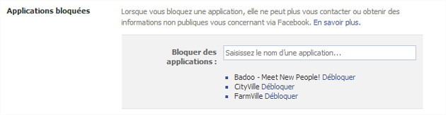Facebook bloquer applications Facebook bloquer applications