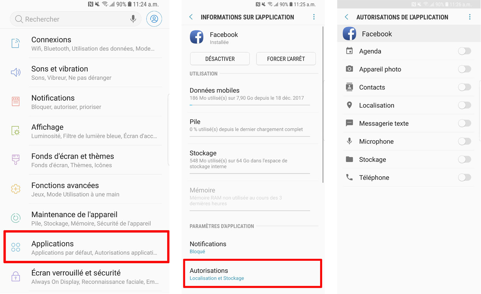 Accès données Facebook cellulaire