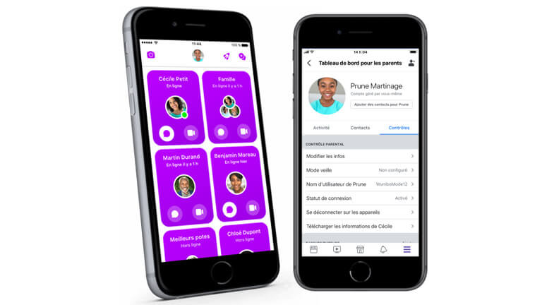 facebook messenger kids contrôle parental tableau bord