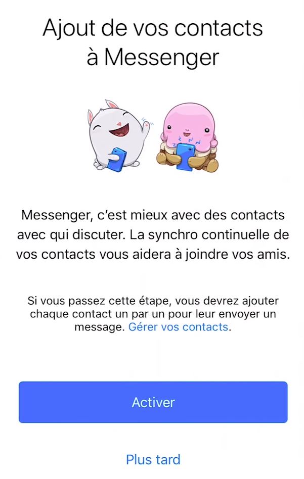 Facebook Messenger ajout contacts