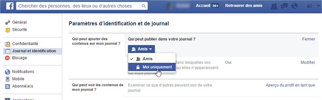 Facebook Qui peut publier dans mon journal