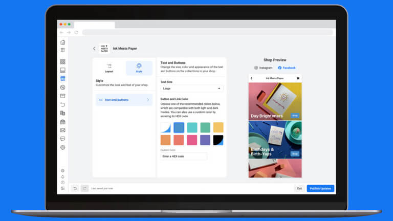 facebook shop boutique personnalisable