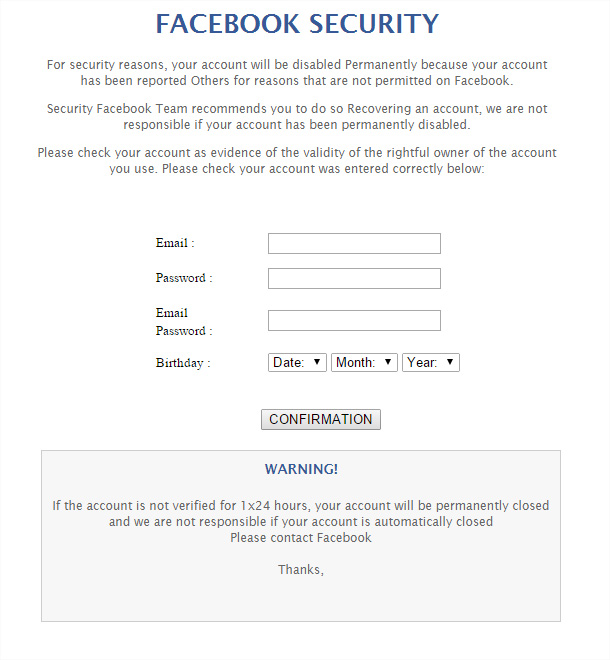 Faux Facebook Security