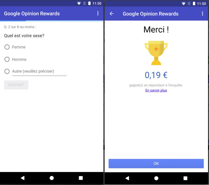 Sondage Google Opinion Rewards