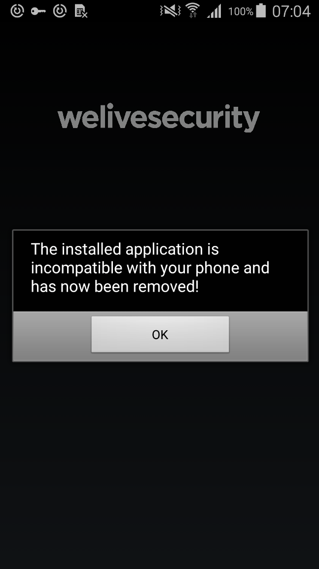 Malware bancaire message erreur ESET