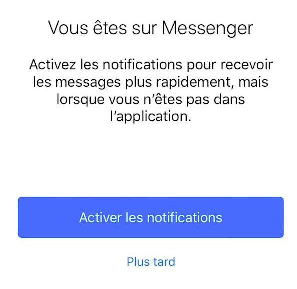 Facebook Messenger notification activation