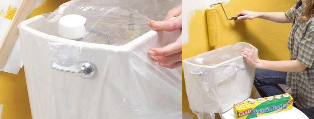 Recouvrir la toilette d'une pellicule de plastique