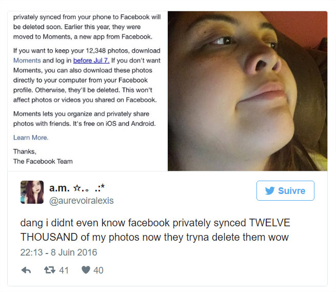 Photos Facebook supprim&eacute;es