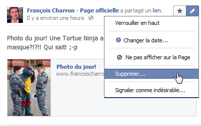 Supprimer commentaire Facebook