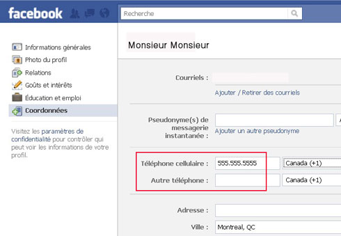Numéro de téléphone cellulaire sur Facebook Phonebook Numéro de téléphone cellulaire sur Facebook Phonebook