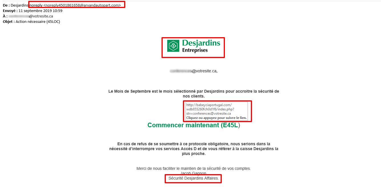 desjardins hameconnage courriel septembre securite