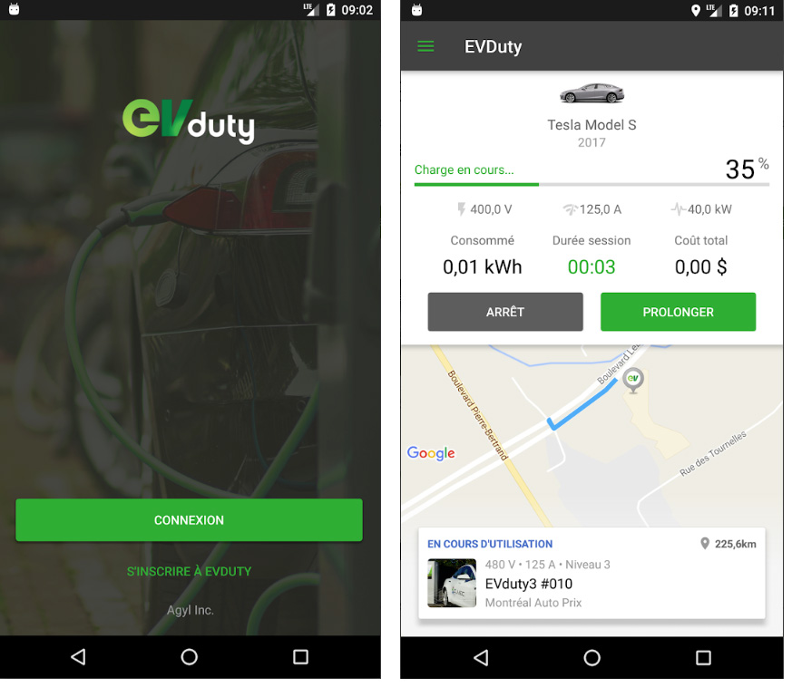 EVduty application mobile Android Apple borne de recharge voiture électrique