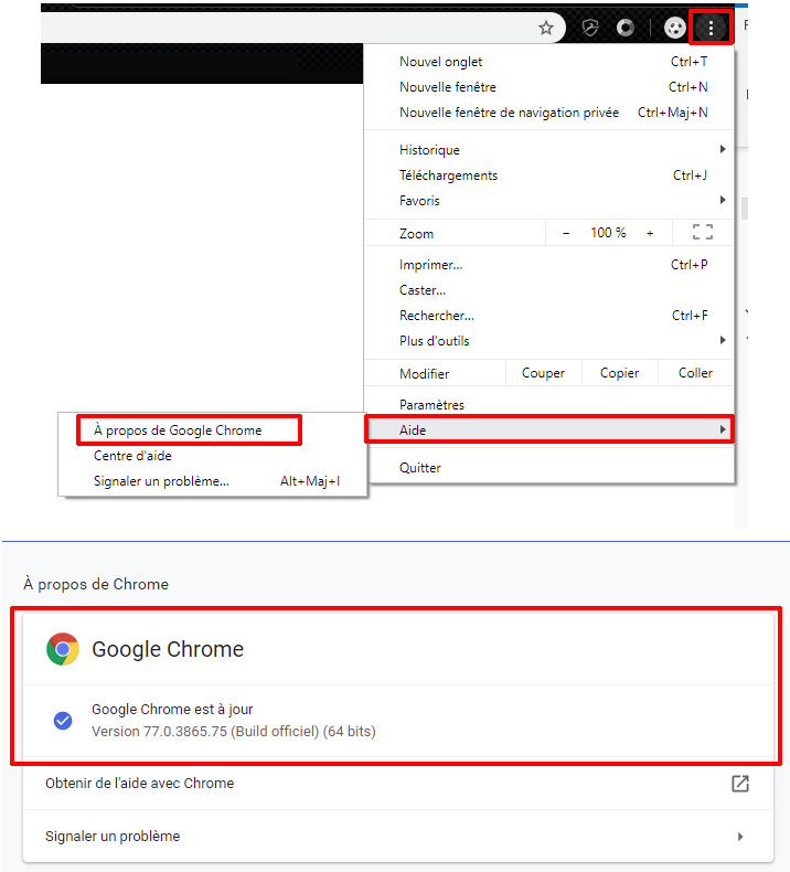 Google Chrome mise a jour version 77