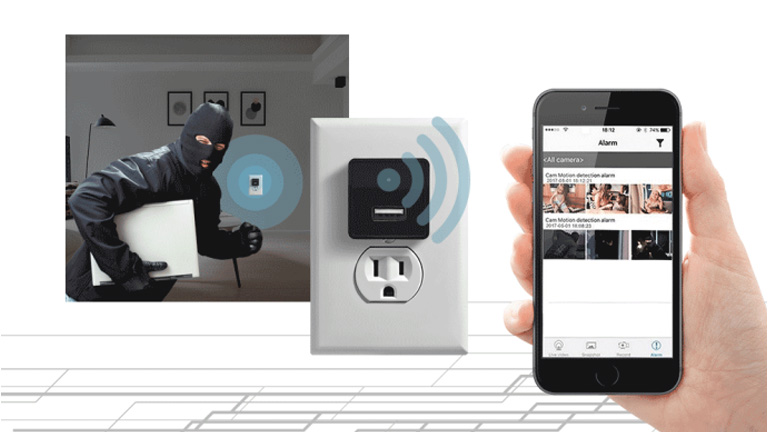 Cam&eacute;ra s&eacute;curit&eacute; HD Mask bloc alimentation t&eacute;l&eacute;phone intelligent
