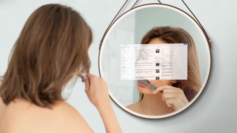 Brossez-vous les dents et consultez vos courriels en même temps avec un miroir Hilo. Miroir intelligent Hilo