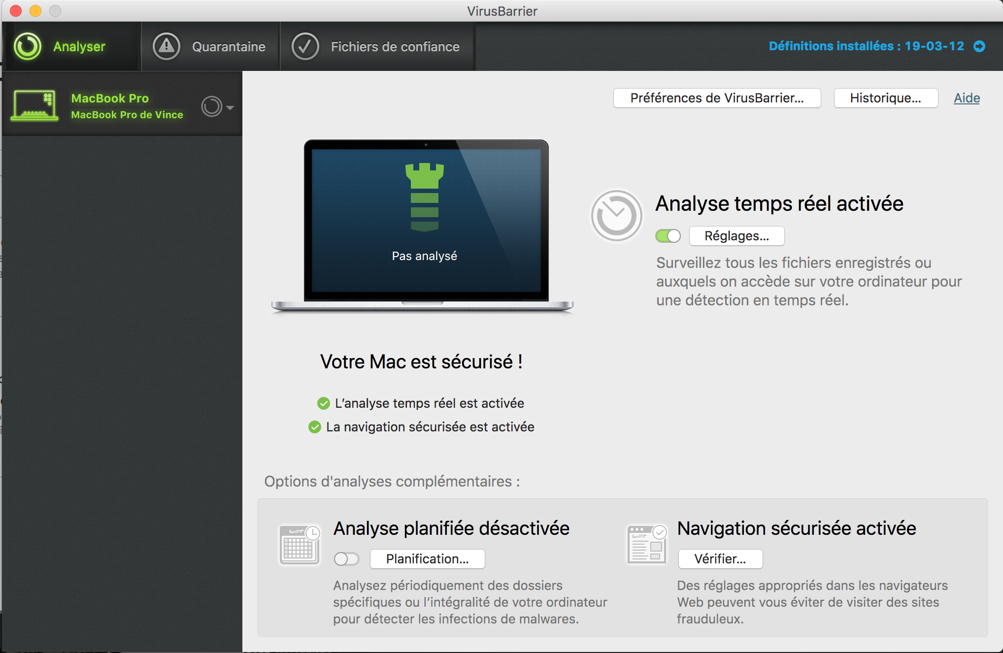 Interface Intego Mac Prenium Bundle X9 antivirus Apple VirusBarrier
