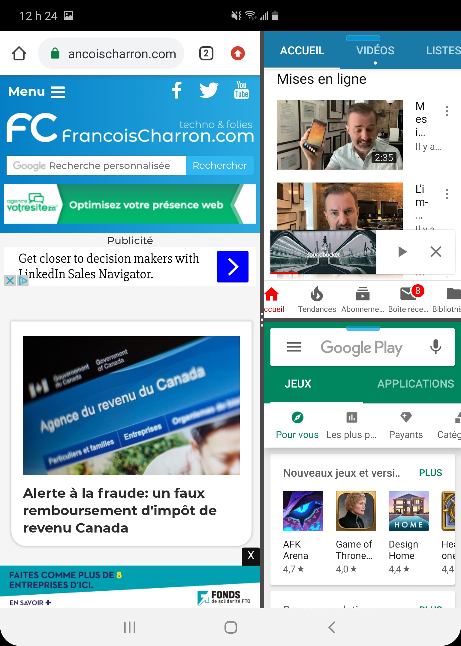 Samsung Galaxy Fold t&eacute;l&eacute;phone pliable multiapp 3