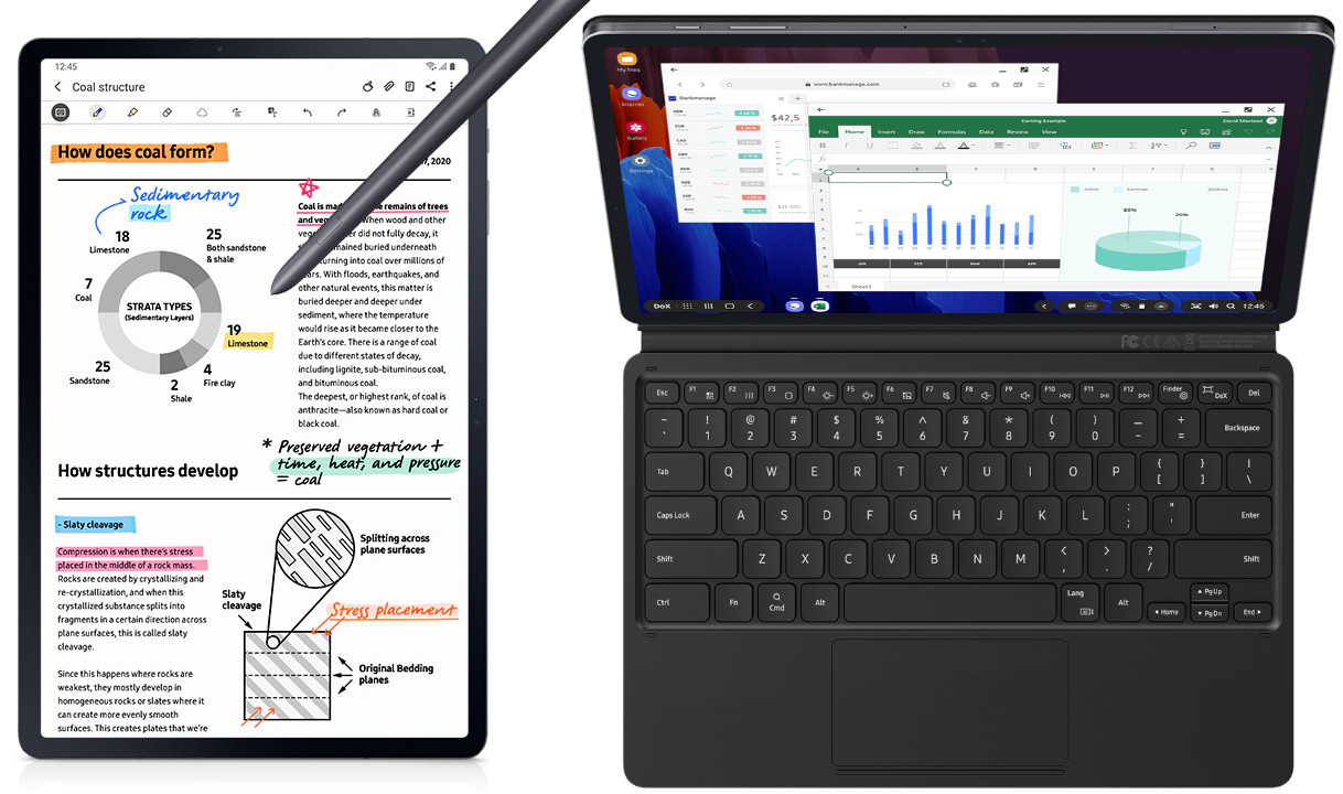 Samsung Galaxy Tab S7+ clavier S Pen DeX