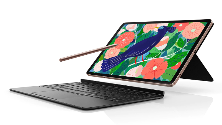 La Samsung Galaxy Tab S7+ peut aussi être utilisé avec un crayon et un clavier. Samsung Galaxy Tab S7 cadeaux Noël
