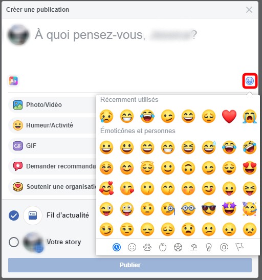 Les émoticônes dans les statuts Facebook.