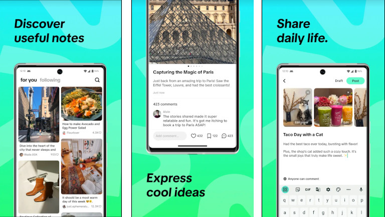 Aperçu de l'application TikTok Notes
