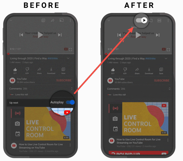 YouTube autoplay sous-titre