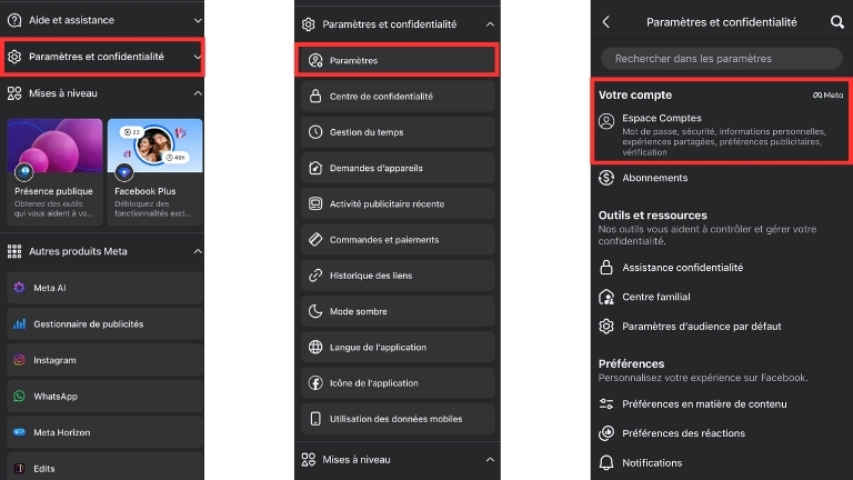 Voici comment v&eacute;rifier quels comptes Meta sont reli&eacute;s.