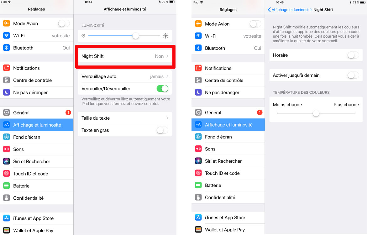 Activez la fonction Night Shift sur appareil iOS pour vous aider &agrave; dormir