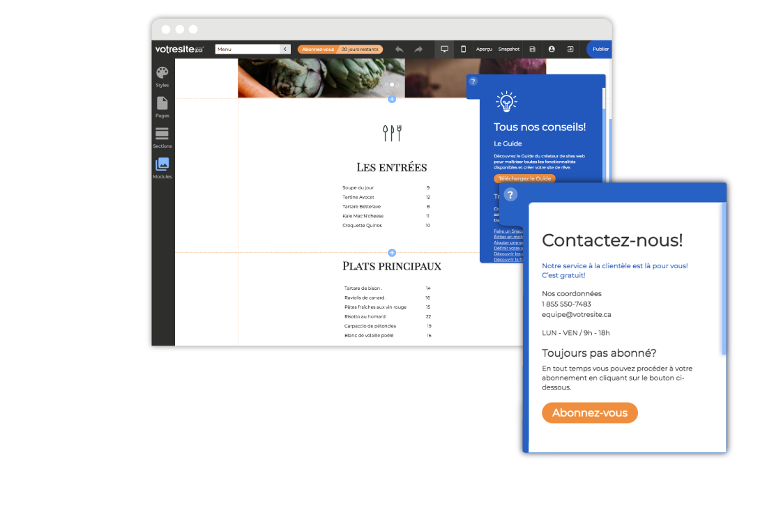 Support service client votresite.ca