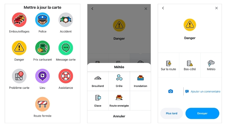 Waze routes enneigées