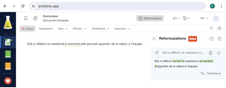 Antidote Web reformulation IA