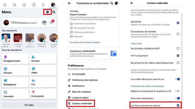 aperçu navigateur interne facebook android
